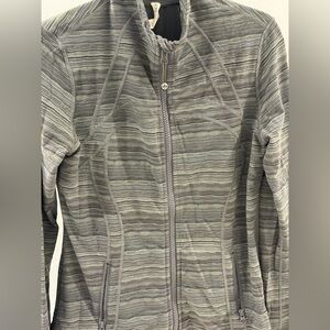 Lululemon Define Jacket - green and gray full zip mock neck